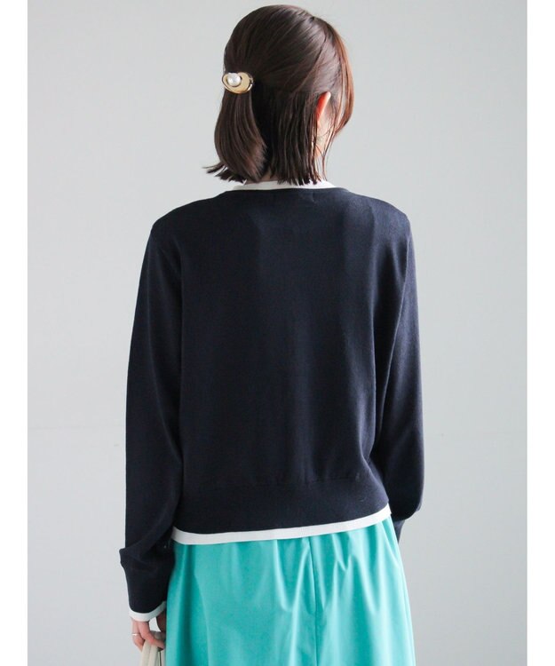 Te chichi 配色レイヤードカーディガン ネイビー