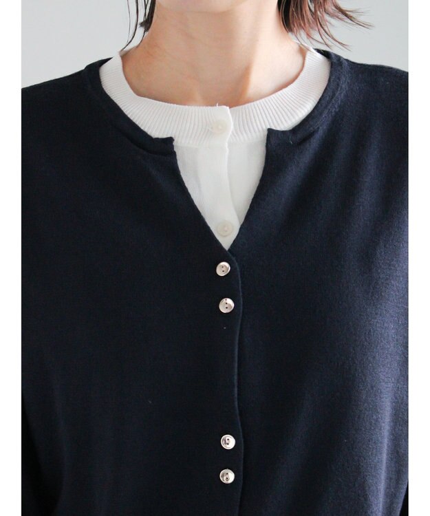 Te chichi 配色レイヤードカーディガン ネイビー