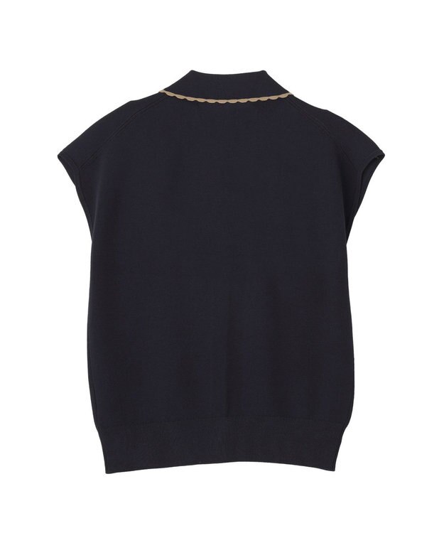 YECCA VECCA 配色フリルカーディガン Navy