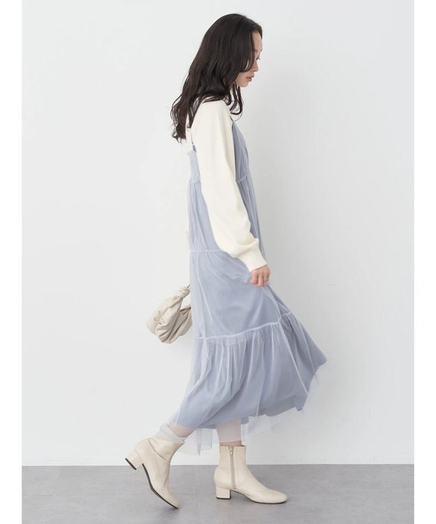 earth music&ecology ＳＥＴ２点ティアードペチドレス＋チュールワンピース Blue