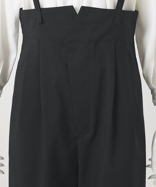 23区 L 【GOLD LABEL】クリスピーリネンストレッチ サスペンダーパンツ ブラック系