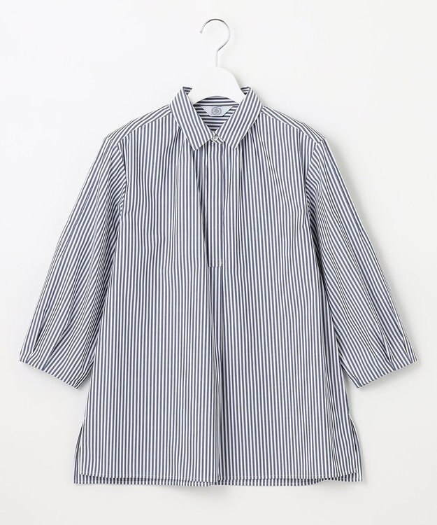 J.PRESS LADIES L 【WEB限定カラーあり・洗える・接触冷感・UVカット・イージーケア】 エステネージュストライプ ブラウス ネイビー系1