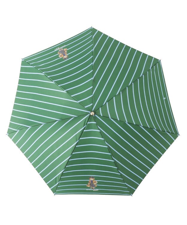 MOONBAT POLO RALPH LAUREN 折りたたみ傘 ボーダーストライプ POLO BEAR ビリジアン