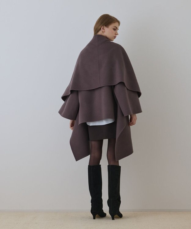 GRACE CONTINENTAL ストール付リバージップブルゾン チャコール