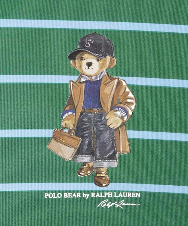 MOONBAT POLO RALPH LAUREN 折りたたみ傘 ボーダーストライプ POLO BEAR ビリジアン