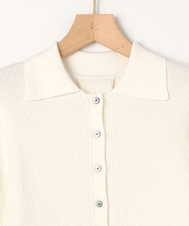 組曲 L 【WEB限定】ミニブークレー襟付きニットポロ アイボリー系