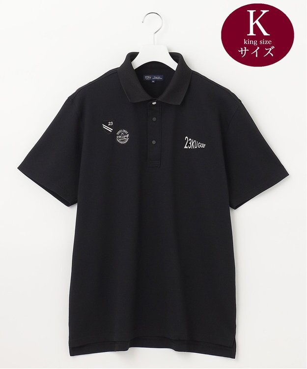 23区GOLF 【キングサイズ】ハニカムカノコ 半袖ポロシャツ ブラック系