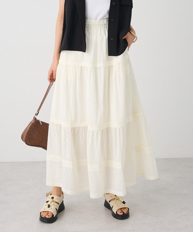 CRAFT STANDARD BOUTIQUE インド綿ドット刺繍スカート Ivory