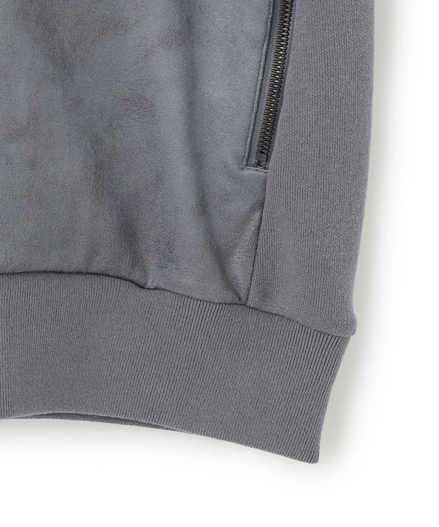 JOSEPH HOMME 新素材【ストレッチ/光沢感】レザーライクジャージーコンビ　フーディー ライトグレー系