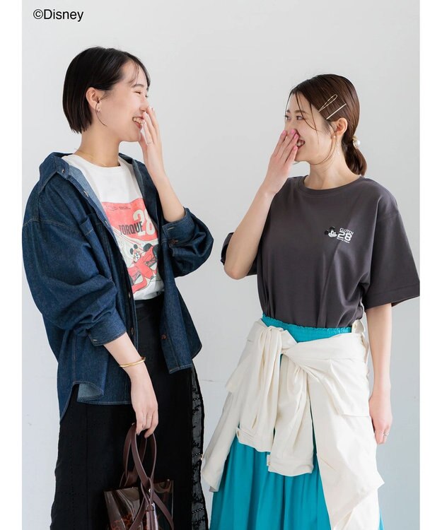 Te chichi 【Disney】MICKEY/ロゴプリントTシャツ チャコールグレー
