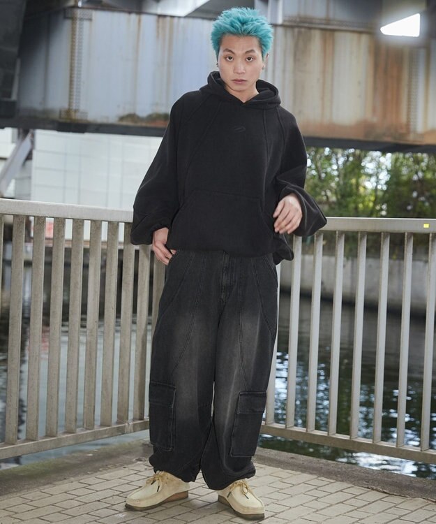 WEGO スウィッチングデニムカーゴパンツ デニムブラックソノタ