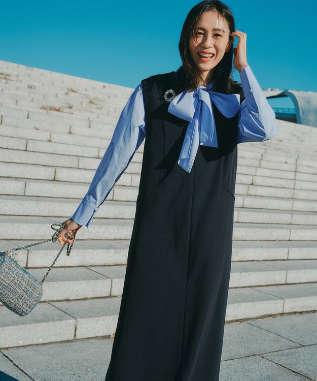 23区 GIOLICAツイード シリンダー ショルダーバッグ ブルーミックス