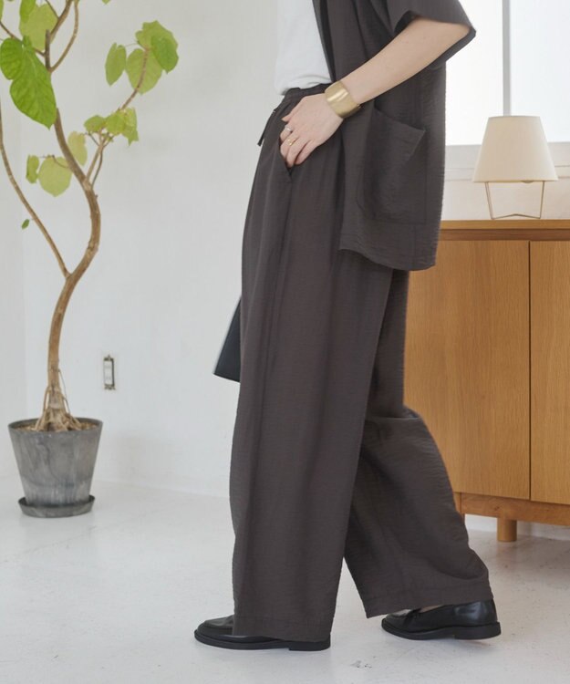 WEGO 【ANGIE VINTAGE】接触冷感イージーパンツ ブラック中濃色