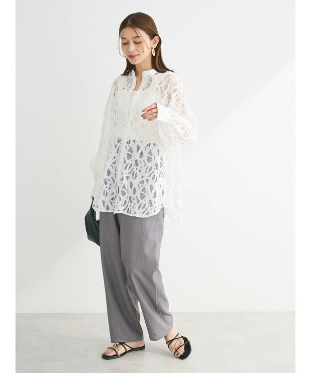 Green Parks ・ＥＬＥＮＣＡＲＥ　ＤＵＥ　レースバンドカラーブラウス Off White