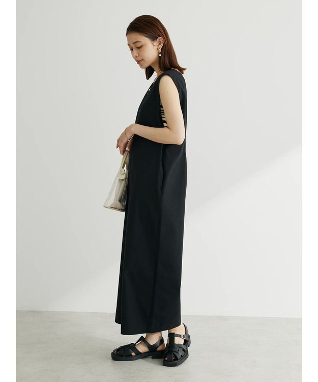 Green Parks 綿麻混サロペット Black