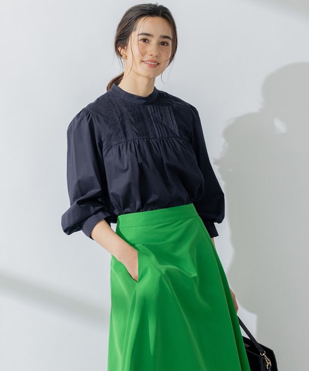 組曲 レースコンビタックディテール ブラウス ブラック系