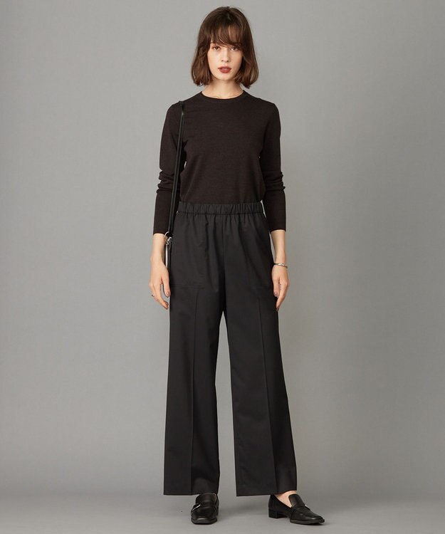 ICB 【洗える】 TWブロード ワイドストレートパンツ ブラック系