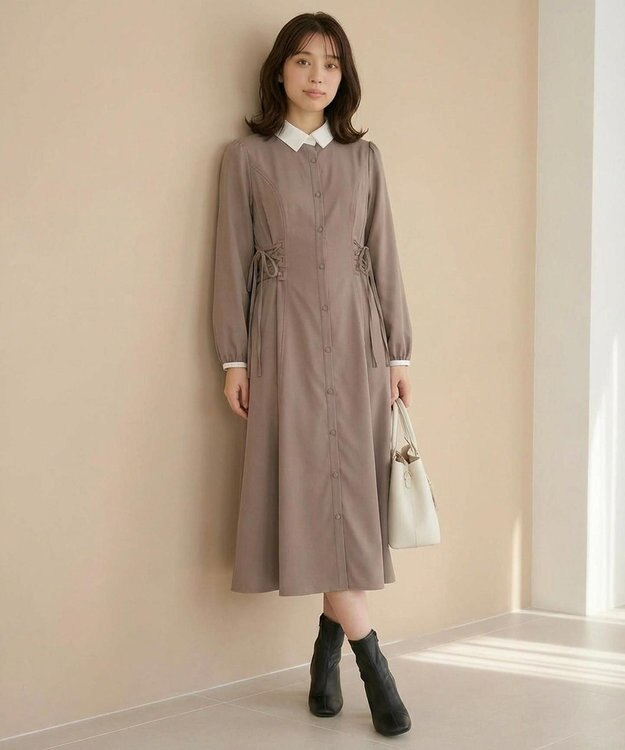 Feroux 【古畑星夏さん着用】サイドレースアップ ワンピース ベージュ系