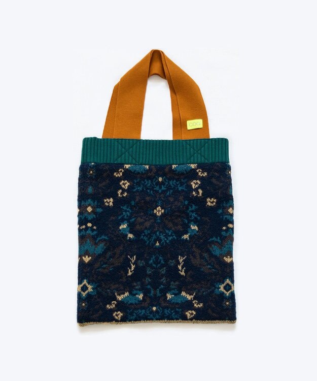 COQ FOREST MEMORY 花柄ニットトートバッグ ネイビー