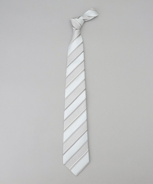 GOTAIRIKU 【WEAR BLACK】フォーマル用_ストライプ ネクタイ シルバー系1