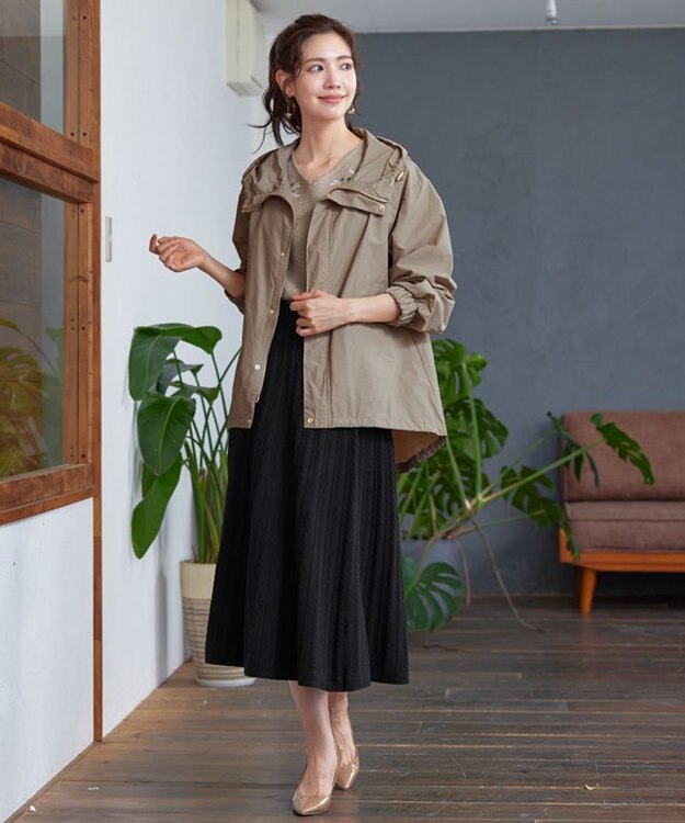 Tiaclasse 【洗える】刺繍リブニットトップス ベージュ