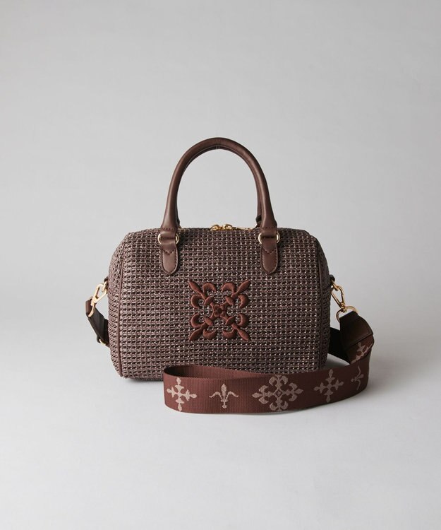 russet ナイロンラフィアミニボストンバッグ(CE-1715) D.Brown