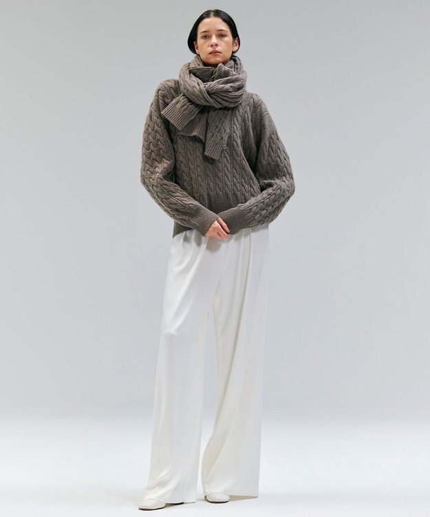 BEIGE， 【洗える】LLOYD / ハンマーサテンイージーワイドパンツ Ecru