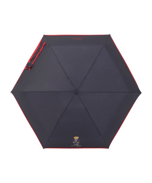 MOONBAT POLO RALPH LAUREN(ポロ ラルフローレン)FLAG BEAR 無地 5段折りたたみ傘 簡単開閉 ネイビーブルー