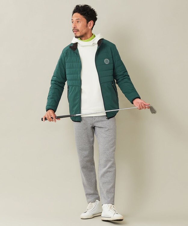 23区GOLF 【MEN】ストレッチ裏フリース フーディー ホワイト系