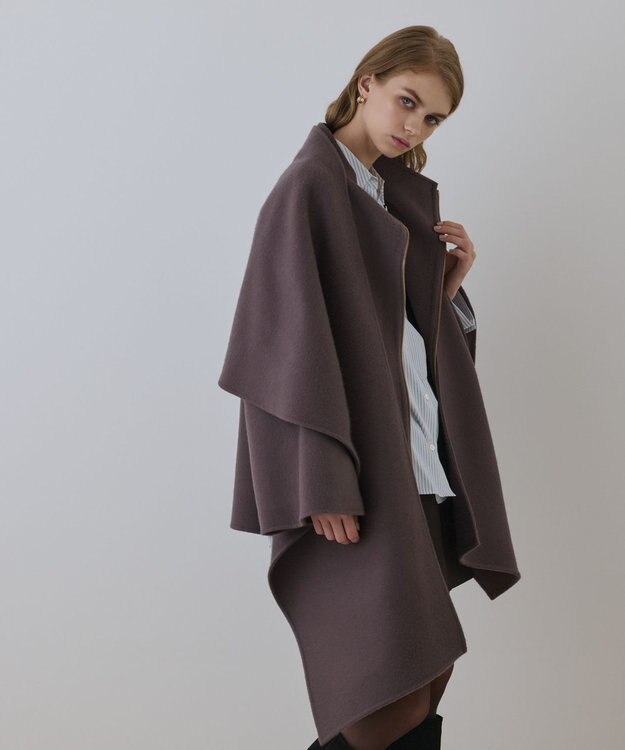 GRACE CONTINENTAL ストール付リバージップブルゾン チャコール