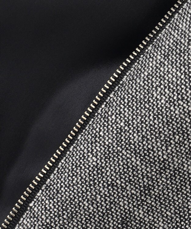 ICB 【洗える】 ライトスラブツイード ブルゾン ブラック×オフホワイト系