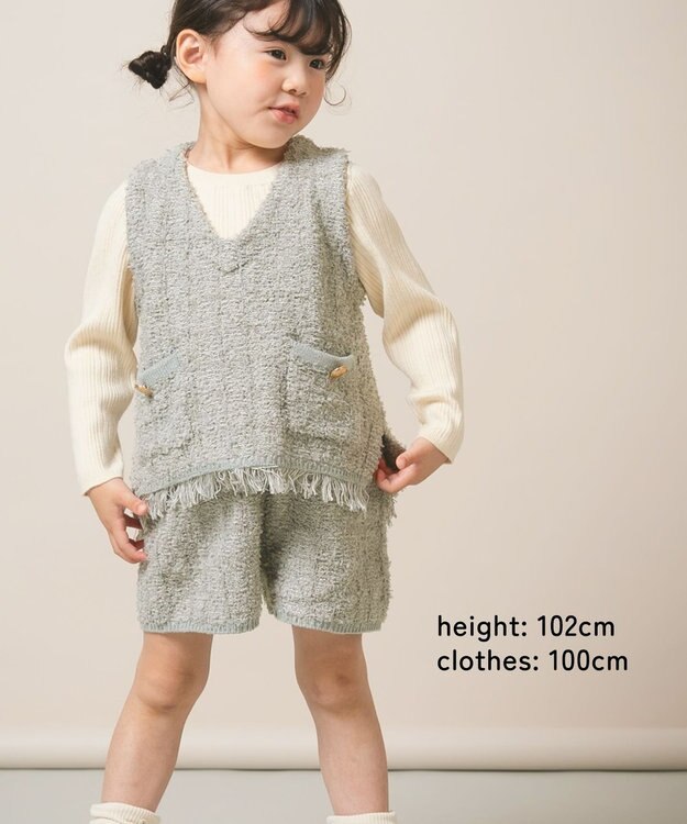 ami amie ツイード風ニットショートパンツ85cm～130cm グレー