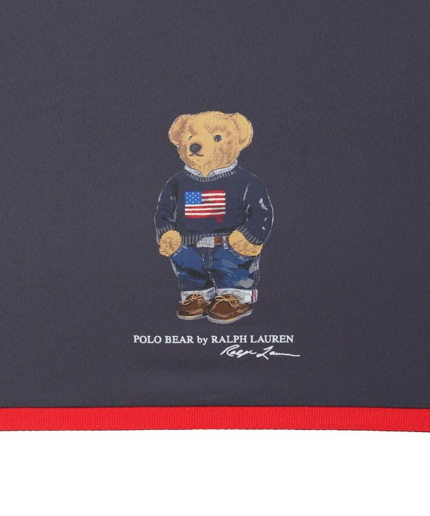 MOONBAT POLO RALPH LAUREN(ポロ ラルフローレン)FLAG BEAR 無地 5段折りたたみ傘 簡単開閉 ネイビーブルー