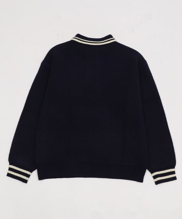 WEGO 【ユニセックス着用ITEM】ワンポイント刺繍ニットポロ ネイビー