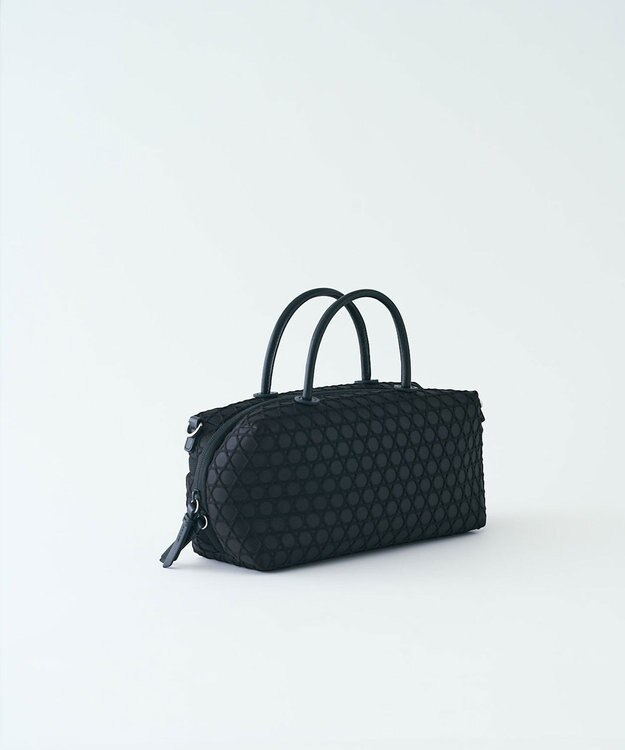 MIYABIYA LAQUOH【撥水加工】篭目柄エンボスボンディング ミニボストン ブラック