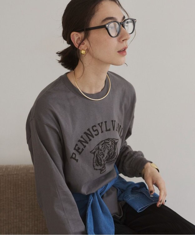 WEGO 【ANGIE VINTAGE】GILDAN カレッジロゴ オーバーサイズ プリント ロンT 柄20