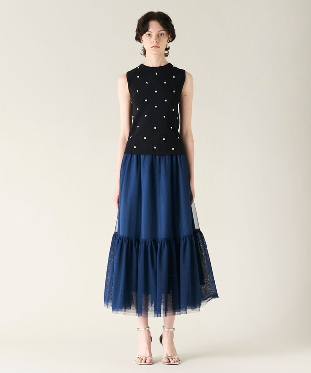 GRACE CONTINENTAL ツイル2WAY スカート ブルー