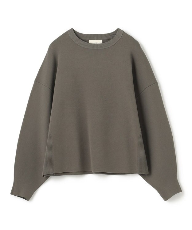 uncrave 【洗える】スムースニット スウェット風プルオーバー（uncrave WHITE） カーキグレー
