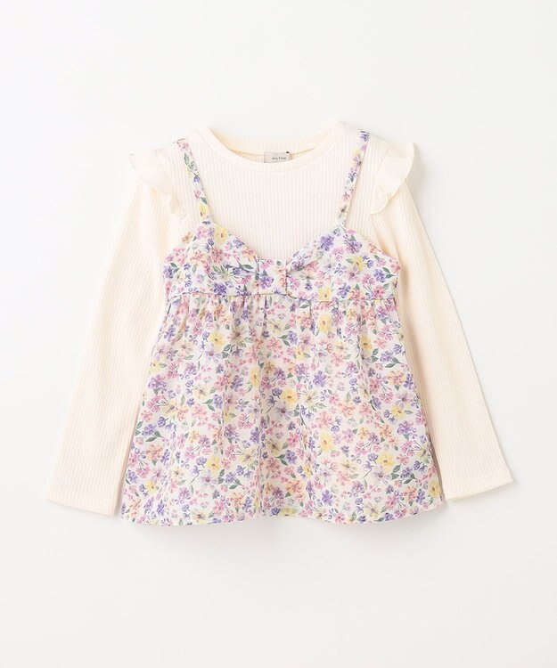 ANY KIDS 花柄キャミセット 長袖 Tシャツ エクリュ×エクリュ系花柄