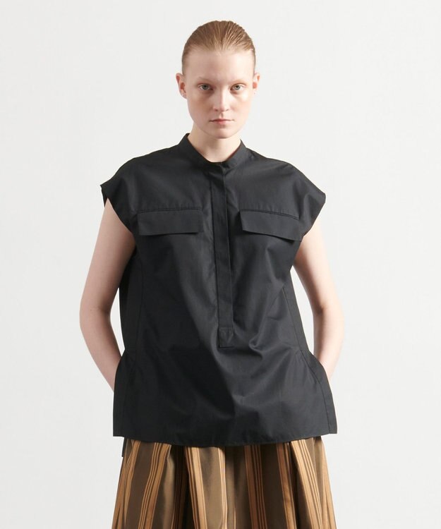 JOSEPH 【洗える】ポプリン　ノースリーブブラウス Black