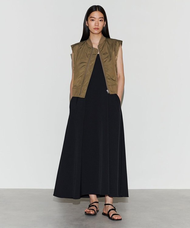 NAVE 【Nave　洗える】リサイクルツイル ノースリーブブルゾン カーキ系