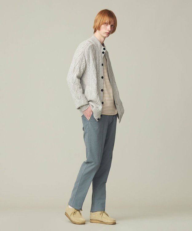 J.PRESS MEN 【Cash Lamb's Wool】ケーブルニット カーディガン ライトグレー系