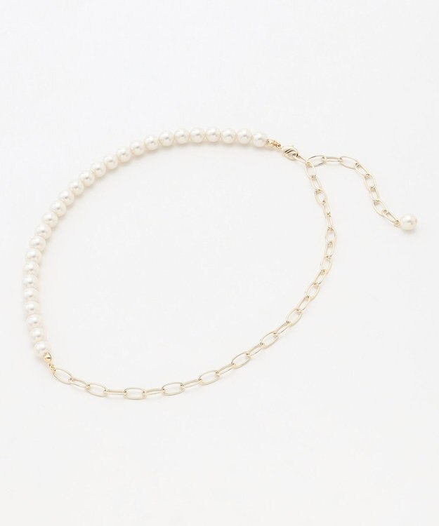 ANY パール×チェーンラリエットネックレス ゴールド