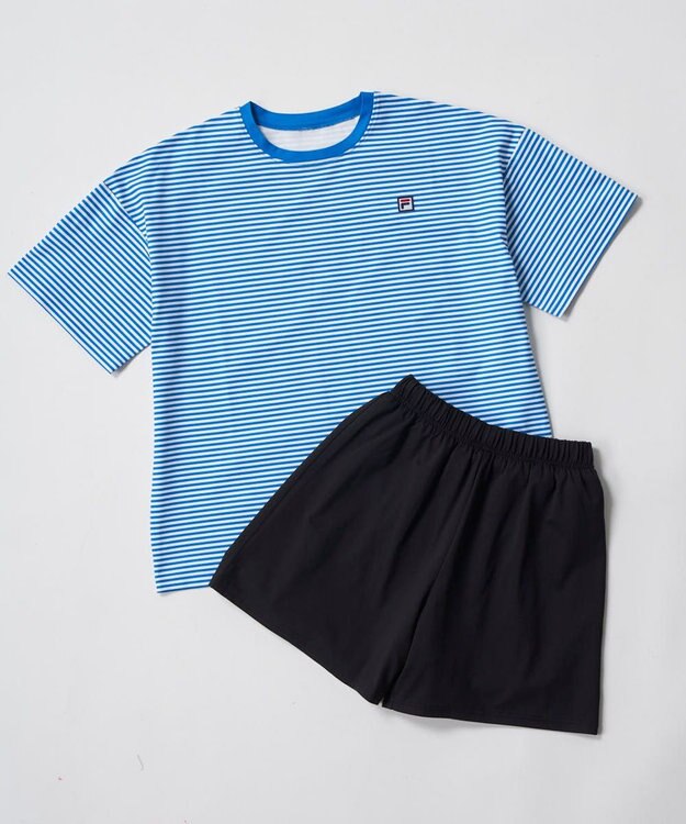 OP／FILA 【FILA】ボーダーラッシュスーツ ブルー