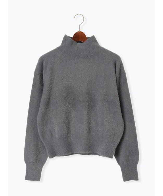 Te chichi 【宮本茉由着用】ハイネックフェザーニット チャコールグレー