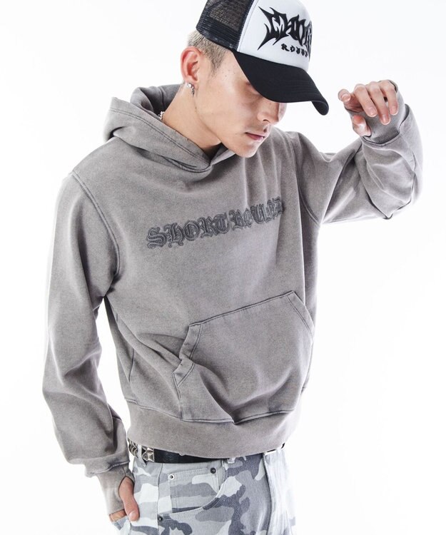 WEGO 【ユニセックス着用ITEM】コンパクトフィットロゴプルパーカー グレー