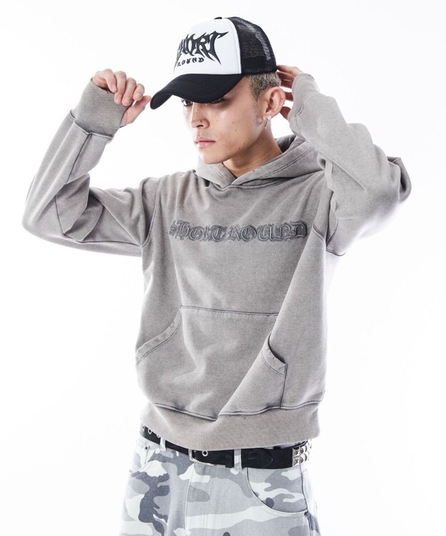 WEGO 【ユニセックス着用ITEM】コンパクトフィットロゴプルパーカー グレー