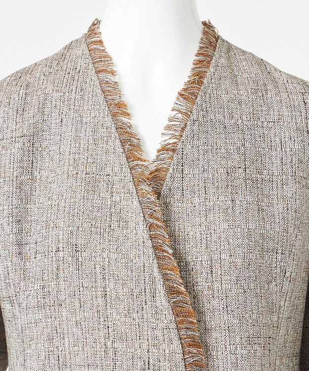 23区 【エステータ】リネンミックスツイード ジャケット キャメル系