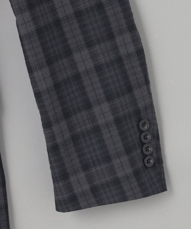 GOTAIRIKU 清涼サッカー素材【通気性/軽量】空羽サッカー マドラスチェック シャツジャケット グレー系4