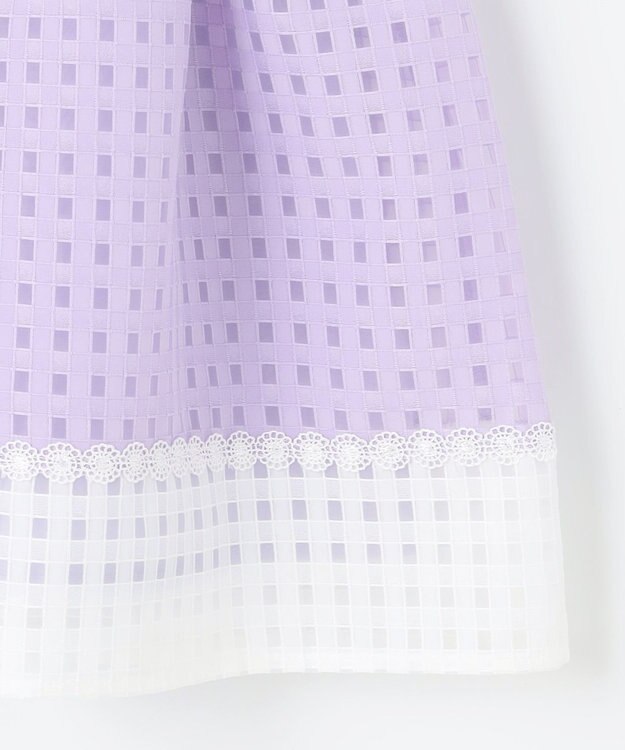 組曲 KIDS 【110-140㎝】シアーチェックバイカラー ワンピース ラベンダー系